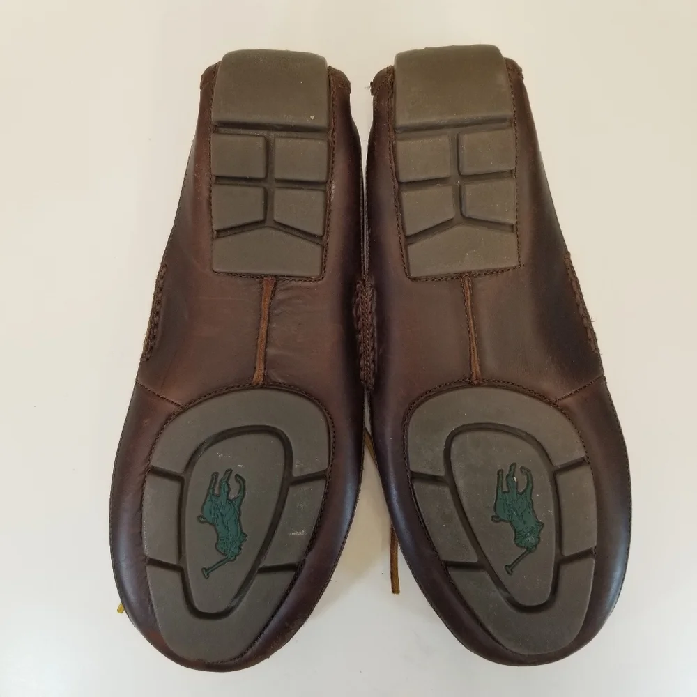 Polo Ralph Lauren Roderick Mens Sz 9D Brown Leather Moc Loafer Boat Shoe Slip On